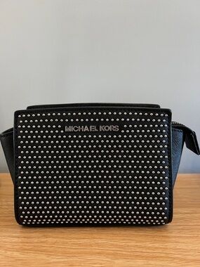Michael Kors Black Studded Saffiano Crossbody